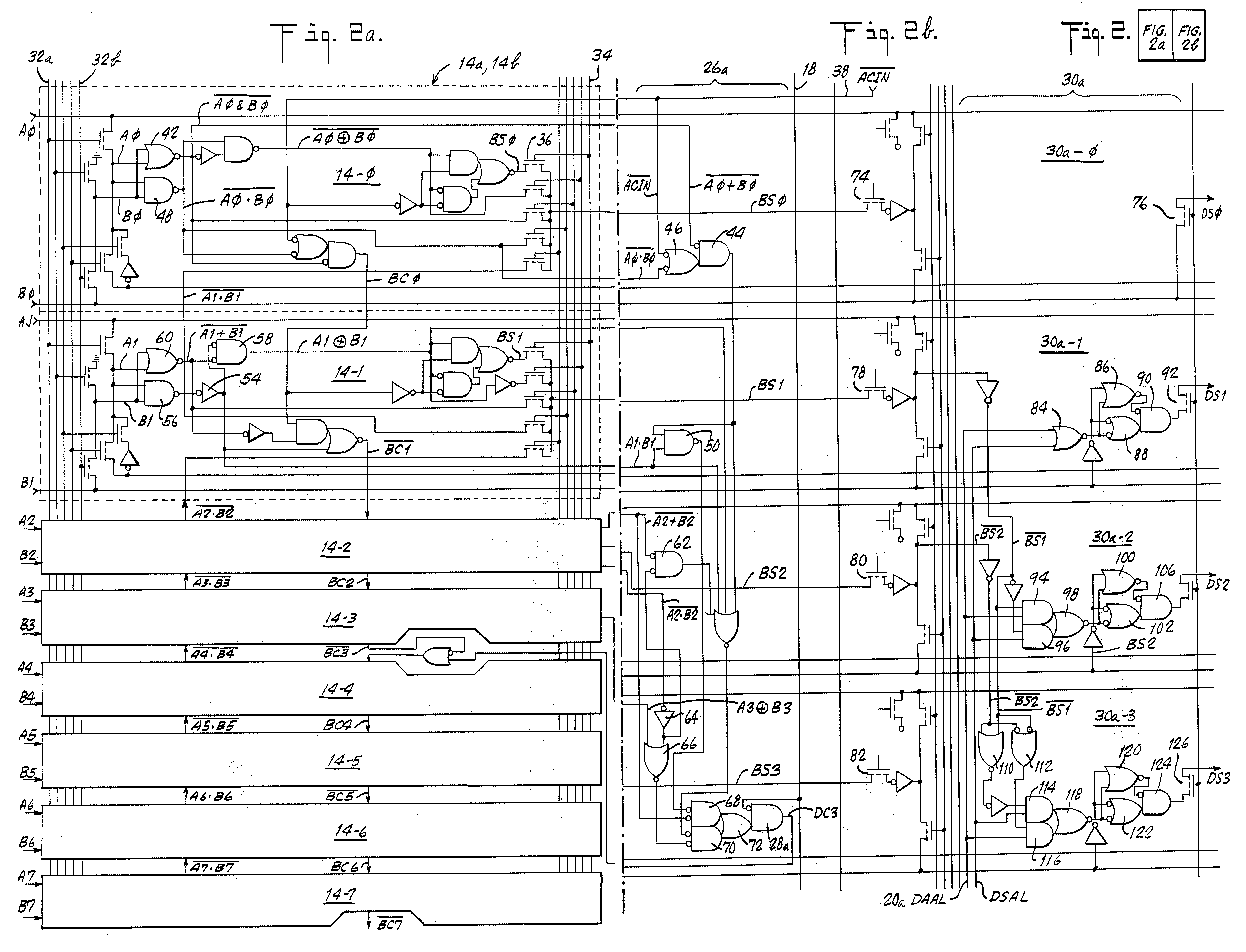 Schematic of the Parallel Binary/BCD of the MOS 6502 from patent US3991307